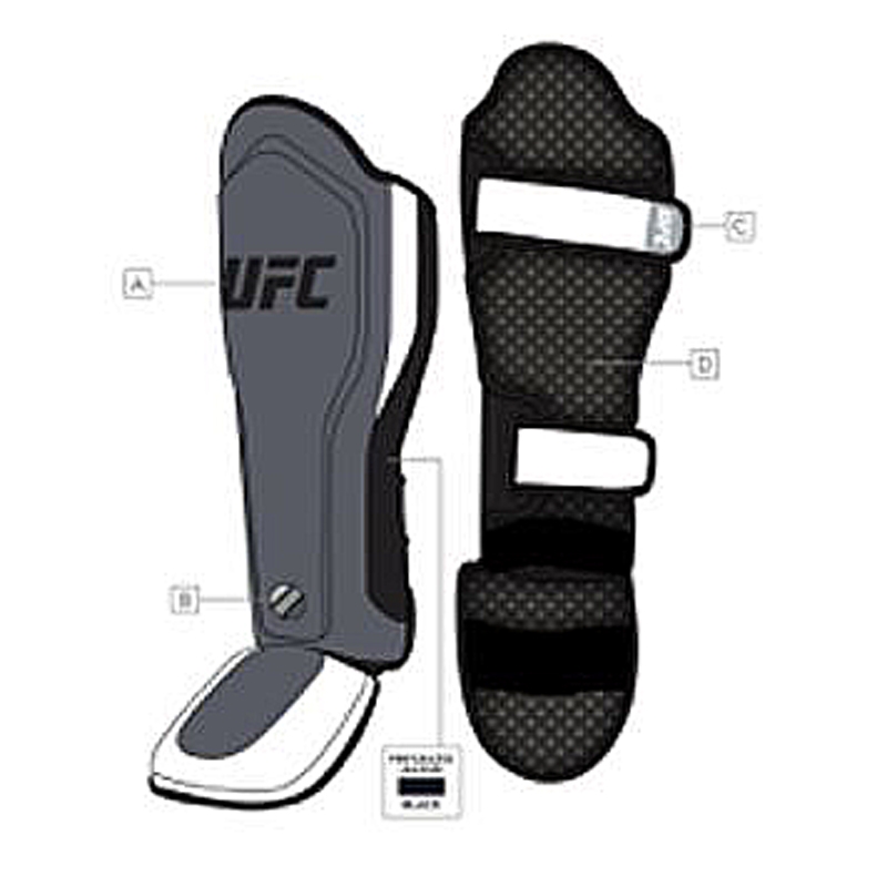 UFC Training Shin Guard Leather silver/black S/M (UHK-69981) S/M